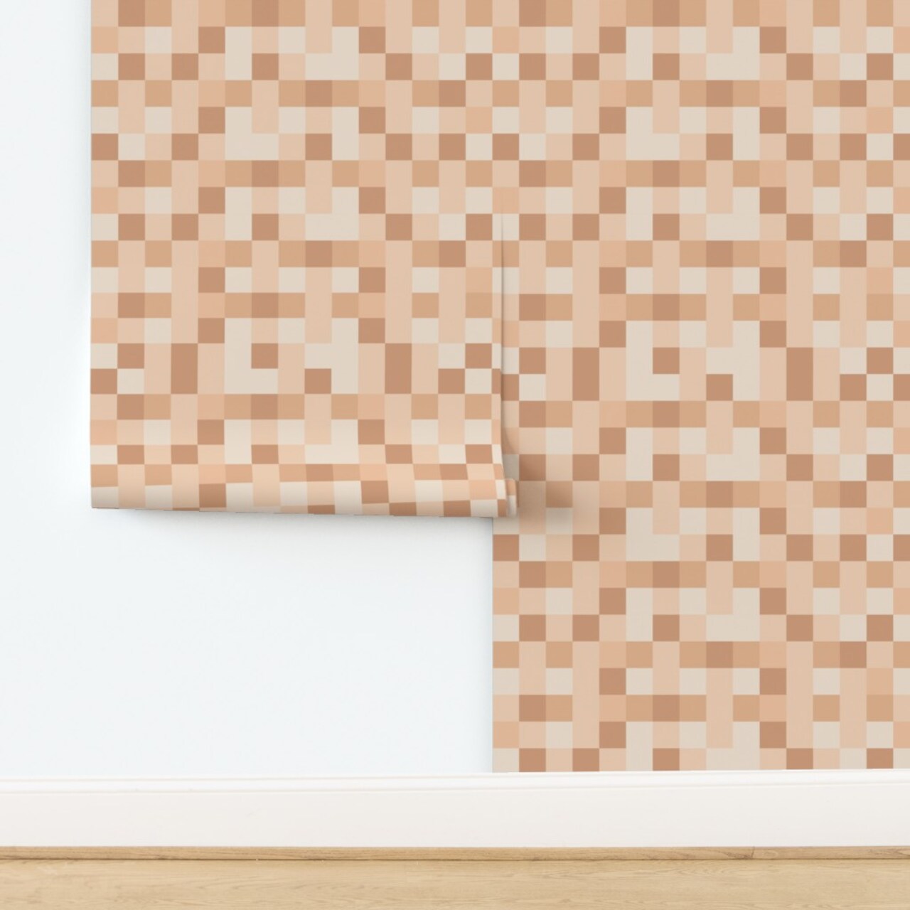 Pixelated Pixelation Censored Funny Tan Beige Custom Removable Wallpaper by Spoonflower Peel & Stick Wallpaper 2FT Wide